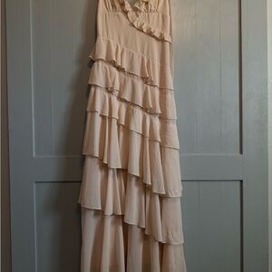 Elegant Ruffled Maxi Dress in Cream
